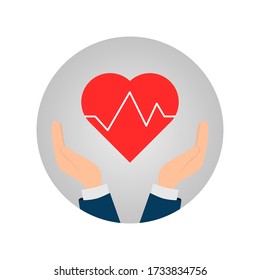 Corazón en las manos. Ilustración vectorial eps 10