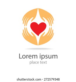 corazón en manos - símbolo vector, plantilla para el logotipo de diseño