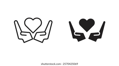 Heart and hands vector web icons set