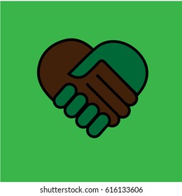 heart handshake icon with green background