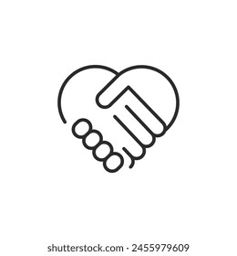 Heart Handshake icon. Simple Heart Handshake icon symbolizing friendship, partnership, trust. Ideal for representing unity, agreement, and love in business or personal relations. Vector illustration
