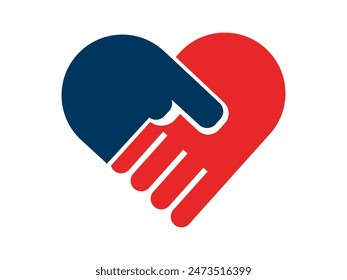 Heart handshake. simple icon Vector 