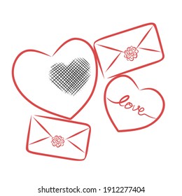 Heart handwriting frame message card for valentine days.