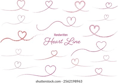 Heart Handwriting Line Set of Heart Handwriting Line