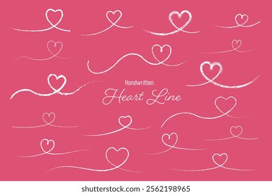 Heart Handwriting Line Set of Heart Handwriting Line