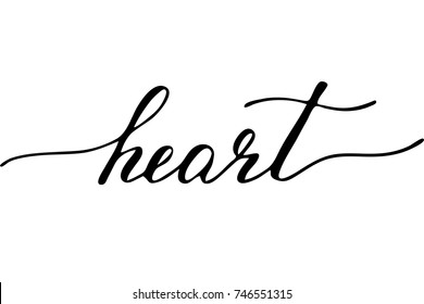 Heart handwritten text vector. Hand lettering modern calligraphy