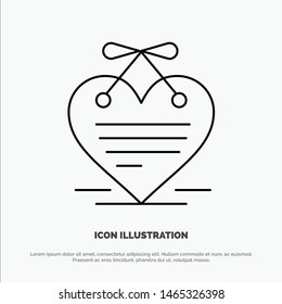 Heart, Hanging Heart, Calendar, Love Letter Line Icon Vector. Vector Icon Template background