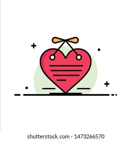 Heart, Hanging Heart, Calendar, Love Letter  Business Flat Line Filled Icon Vector Banner Template