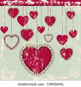 heart hanging over blue background vector illustration