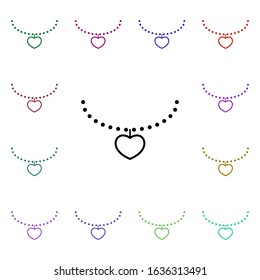 Heart hanging of thin necklace multi color style icon. Simple thin line, outline vector of heartbeat icons for ui and ux, website or mobile application