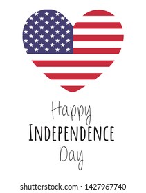 Heart happy Independence day vector 4th of July with text USA