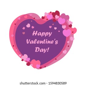 Heart Happy Valentine's Day! Multicolored vector isolated illustration.