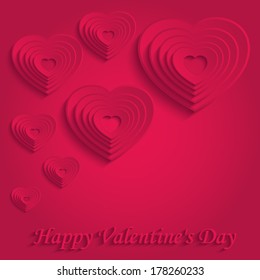 heart happy valentines day paper 3D red layered like a rose vector