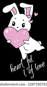heart hare pink  illustration, card, design, character, cartoon