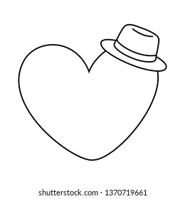 heart and hat black and white