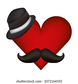 heart with hat and mustache