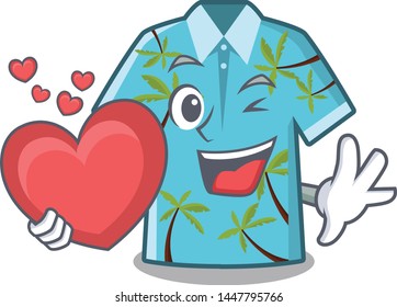 With heart hawaiian shirts folded in cartoon closet
