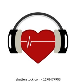 Heart headphone with heart beat