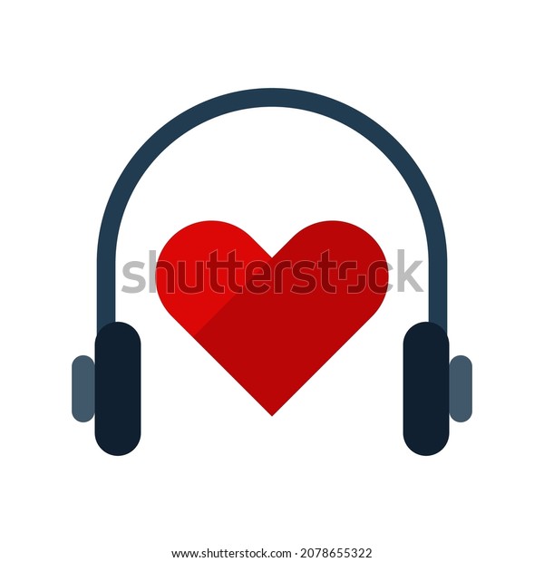 Heart Headphone Flat Clipart Vector Illustration Stock Vector (Royalty ...