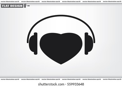 heart, headphone icon vector illustration.
