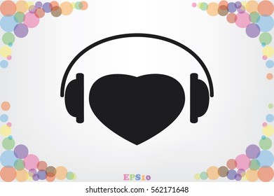 heart, headphone icon vector illustration eps10.
