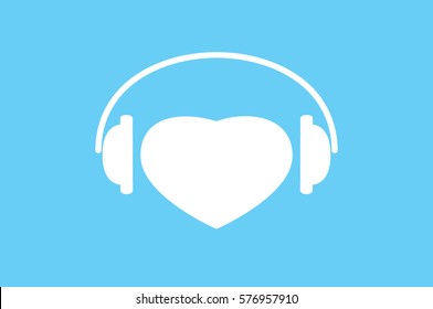 heart, headphone icon vector illustration.