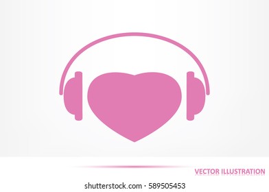 heart, headphone icon vector illustration eps10.