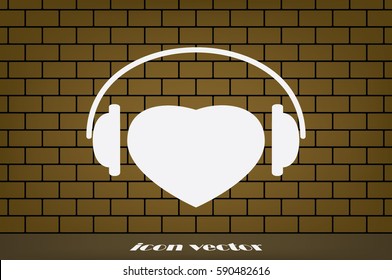 heart, headphone icon vector illustration.