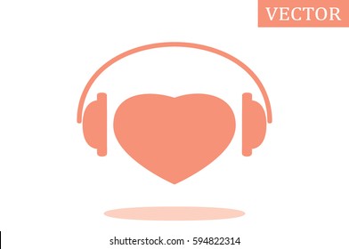 heart, headphone icon vector illustration.