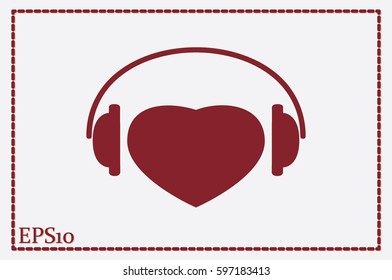 heart, headphone icon vector illustration eps10.