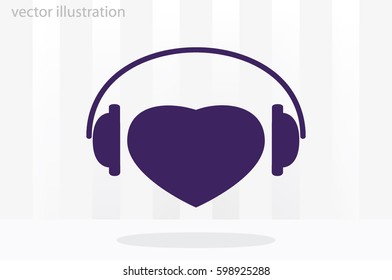 heart, headphone icon vector illustration eps10.