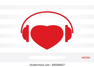 heart, headphone icon vector illustration eps10.