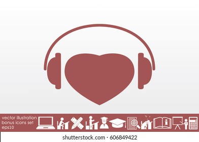 heart, headphone icon vector illustration eps10.