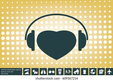 heart, headphone icon vector illustration eps10.