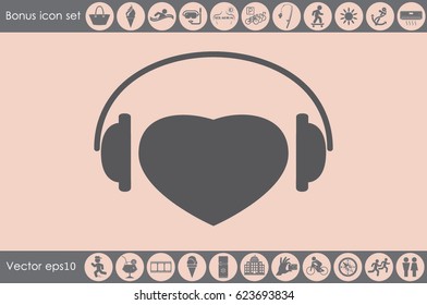 heart, headphone icon vector illustration eps10.
