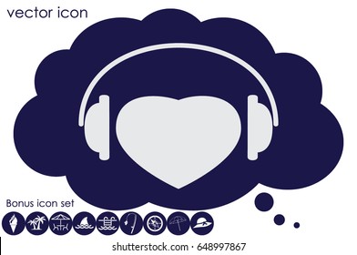 heart, headphone icon vector illustration eps10.