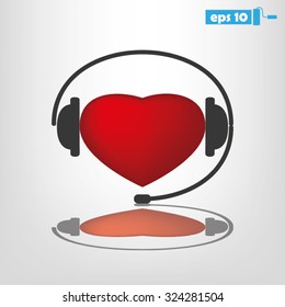 heart, headphone and microphone icon
