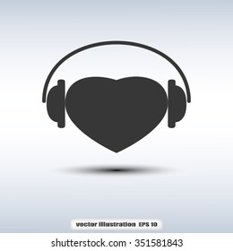 heart, headphone and microphone icon