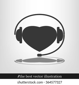 heart, headphone and microphone icon
