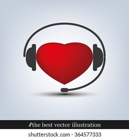 heart, headphone and microphone icon
