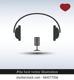 heart, headphone and microphone icon