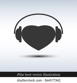 heart, headphone and microphone icon