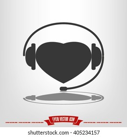 heart, headphone and microphone icon