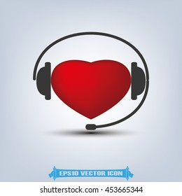 Heart, headphone and microphone icon vector illustration EPS 10.