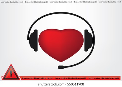 heart, headphone and microphone icon vector illustration eps10.