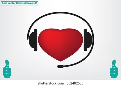 heart, headphone and microphone icon vector illustration eps10.