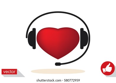 heart, headphone and microphone icon vector illustration.