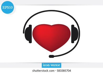 heart, headphone and microphone icon vector illustration.