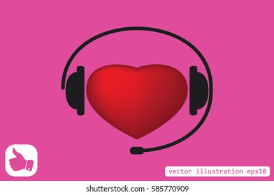 heart, headphone and microphone icon vector illustration eps10.