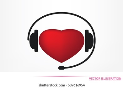 heart, headphone and microphone icon vector illustration eps10.